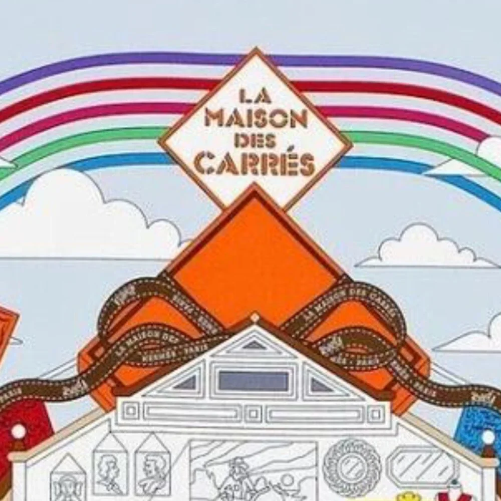 Hermès La Maison des Carrés Silk Scarf 90cm Pierre Marie Rare - Picture 3 of 12